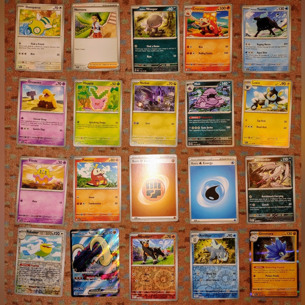 Pokémon Card Lot 20 Cards - Great Tusk ex SIR 246/198